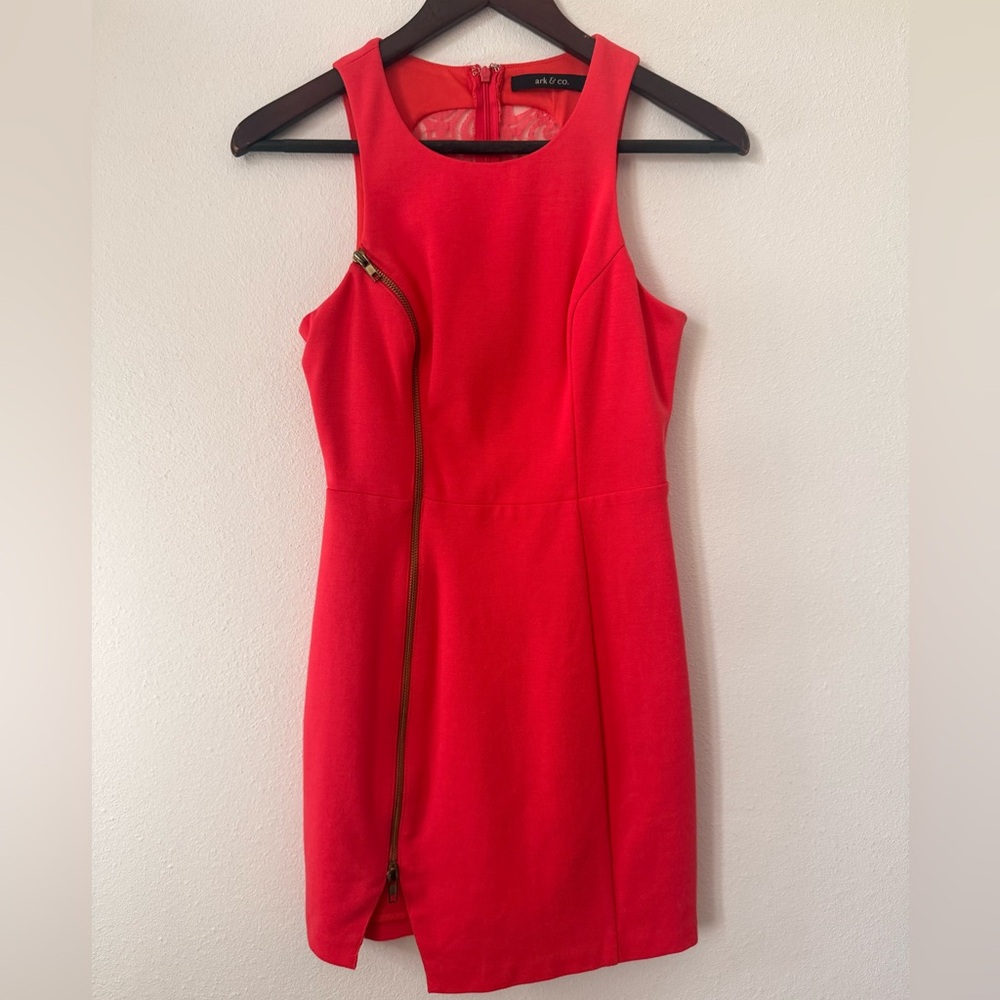 Ark & Co Vibrant Coral Lace-Back Mini Dress *Small